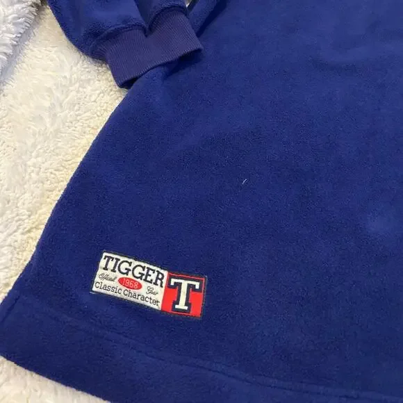 Disney Tiger Embroidered Unisex Fleece Jacket Blue XL Quarter Zip Long Sleeve - Picture 7 of 7